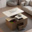 Table basse relevable moderne avec 4 tabourets pour le salon Table de salle à manger extensible 1 rangement caché + 2 tiroirs peu encombrants-1528365954