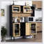 Buffet polyvalent de 59 po de hauteur avec rangement, prise de courant et support à vin pour la cuisine et le salon