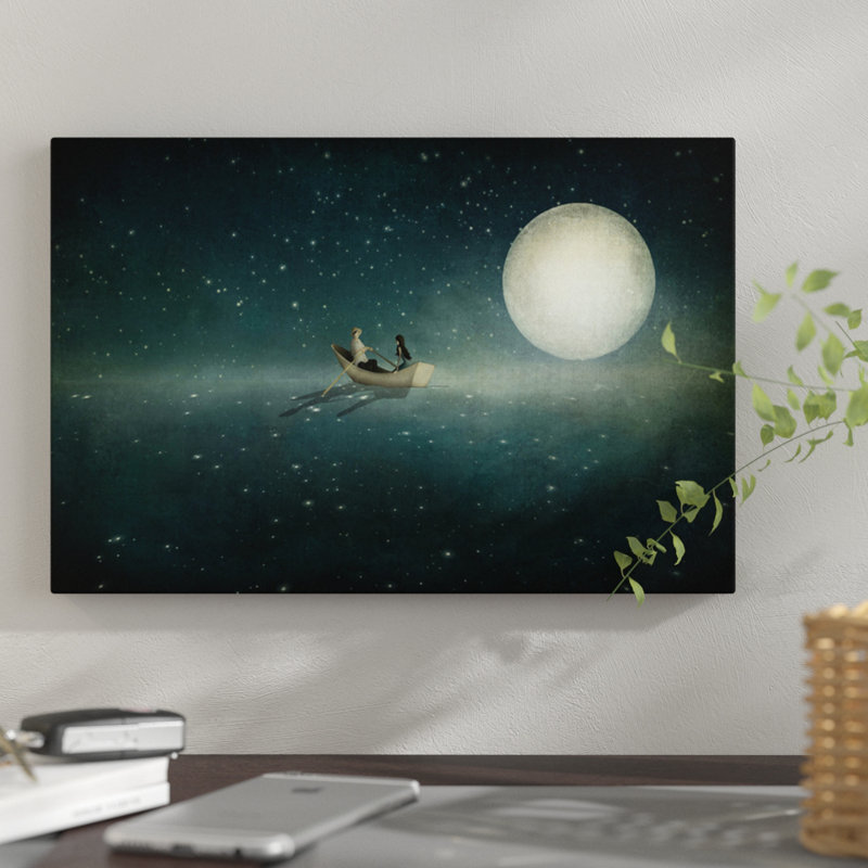 «Moonlight», reproduction d'impression sur toile, H 12 po x l 18 po x P 1,5 po, Pas de tapis, Toile tendue
