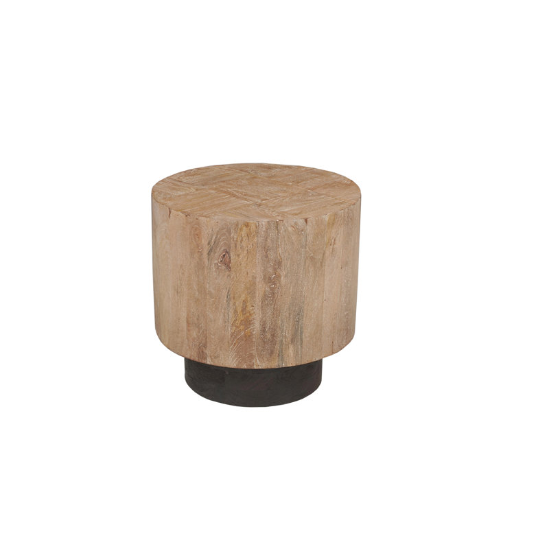 Solid Mango Wood Round End Table, Natural