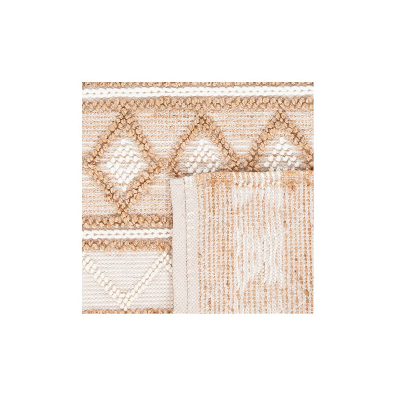 Felipe Natural Fiber Flat Weave Jute/Wool/Cotton Geometric Rug in Beige/Ivory, Rectangle 3' x 5'