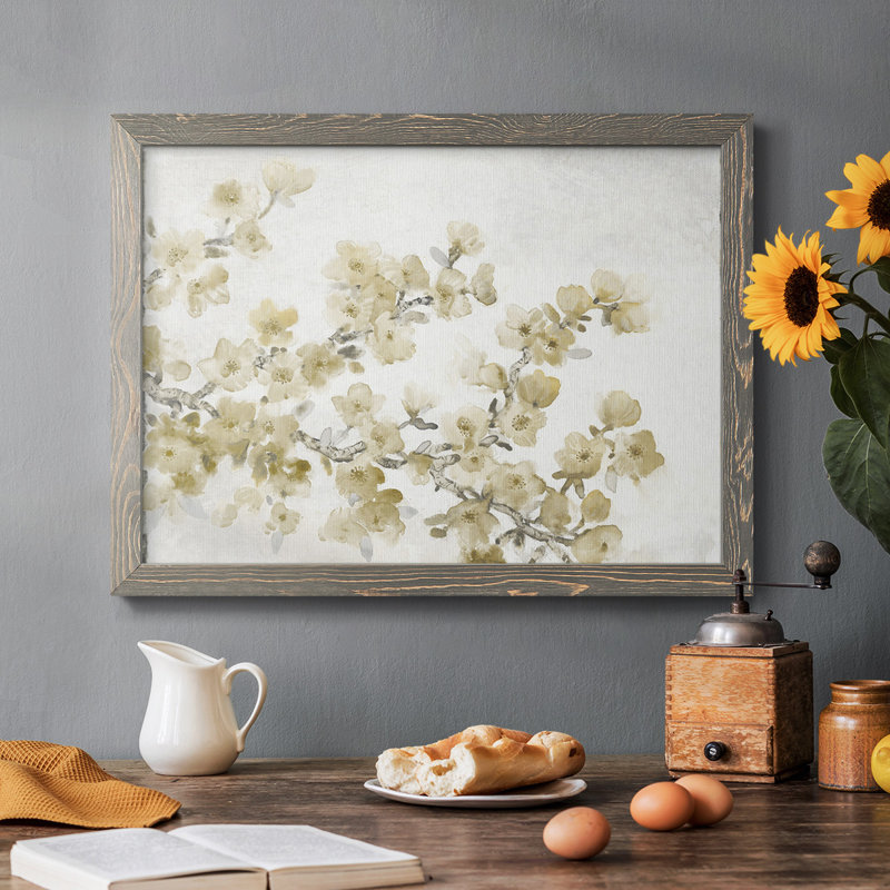 Composition neutre de cerisier en fleurs II, Gris, H 26 po x l 38 po x P 1,5 po