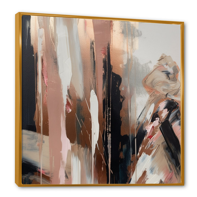 Brown And Black Beyond Boundaries I - Abstract Canvas Prints, 16" H x 16" W, Gold Floater Framed