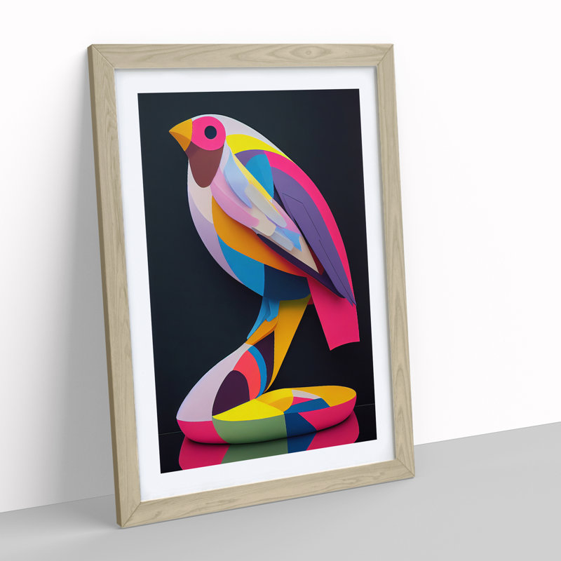 Technicolour Bird No.2 Abstract - Single Picture Frame Print, Oak Framed, 64cm H x 46cm W x 2cm D