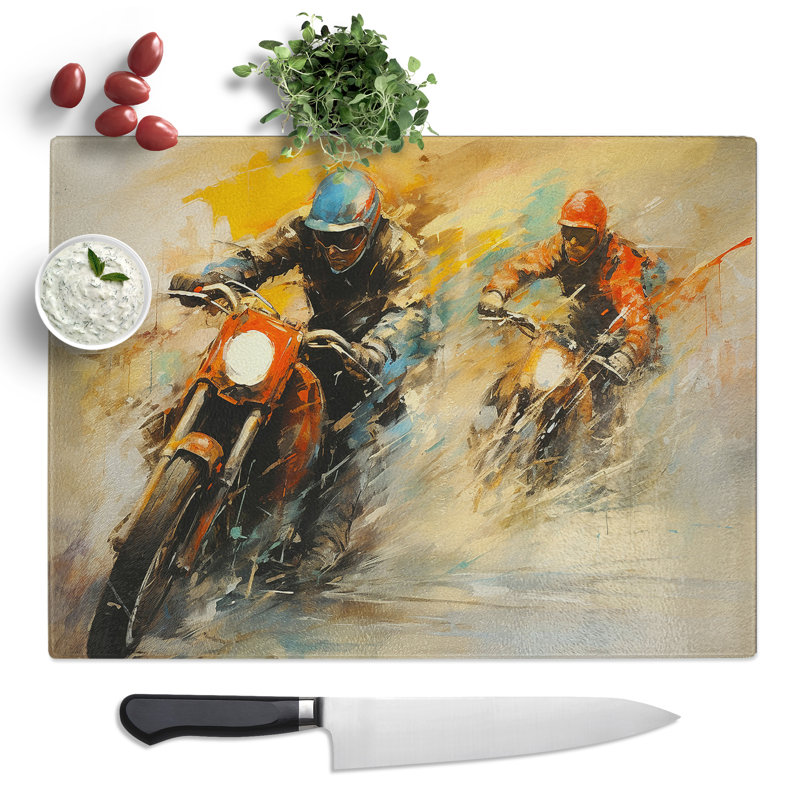 Motorbike Gestural  Glass Chopping Board