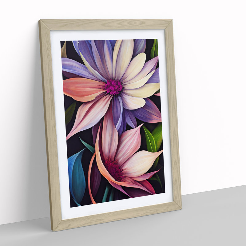 Engaging Flowers 1 Piece Single Picture Frame Wall Art, 34cm H x 25cm W x 2cm D, Oak