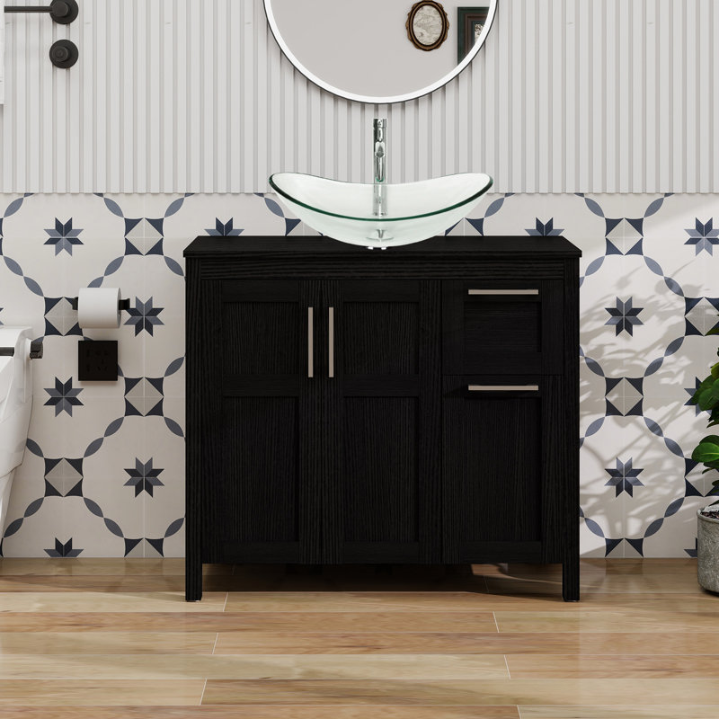 36" Free-Standing Modern Single Bathroom Vanity With Sink, Black
