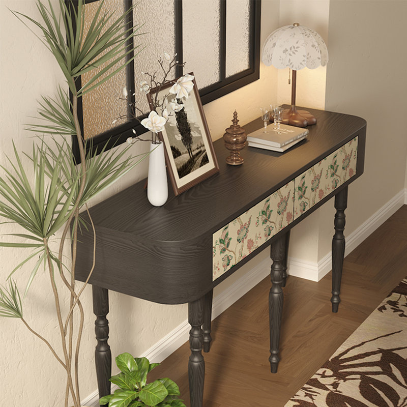 Console en bois à motif artistique, H 31,5 po x l 55,12 po x P 15,75 po