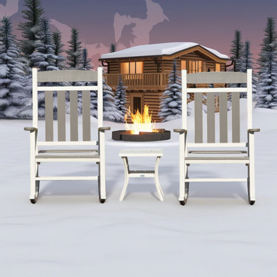 Premium HDPE Rocking Chair Set - 3-Piece Oversized Seating with 380LB Capacity