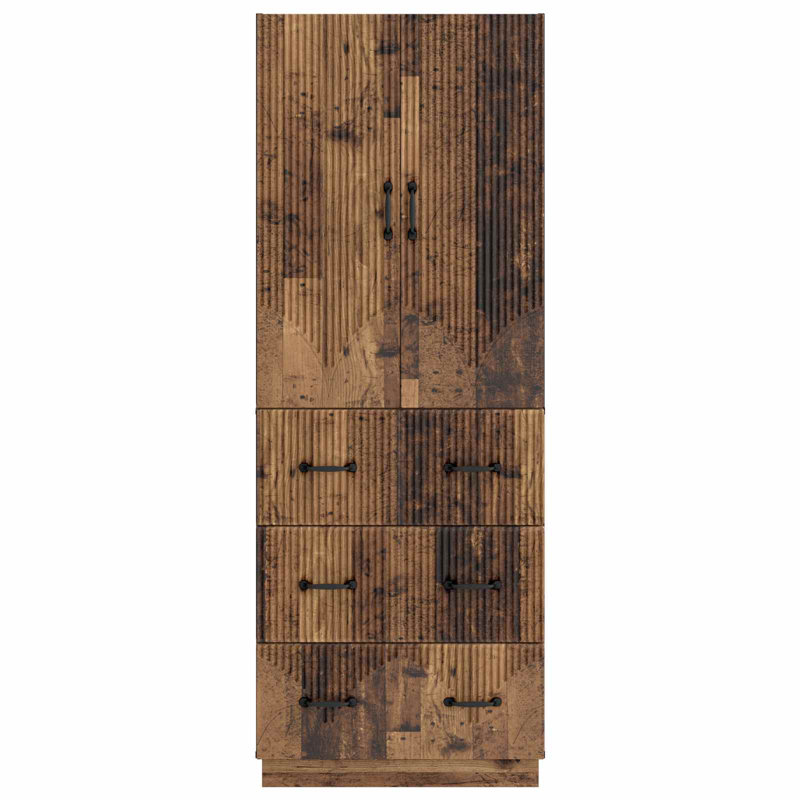  Cabinet Set 2 Pcs Engineered Wood Storage Modular Home Unit Compact, Old Wood
