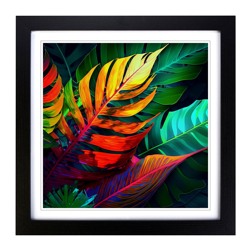 Tropical Leaf Abstract Expressionism No.1 - Framed Print, Black