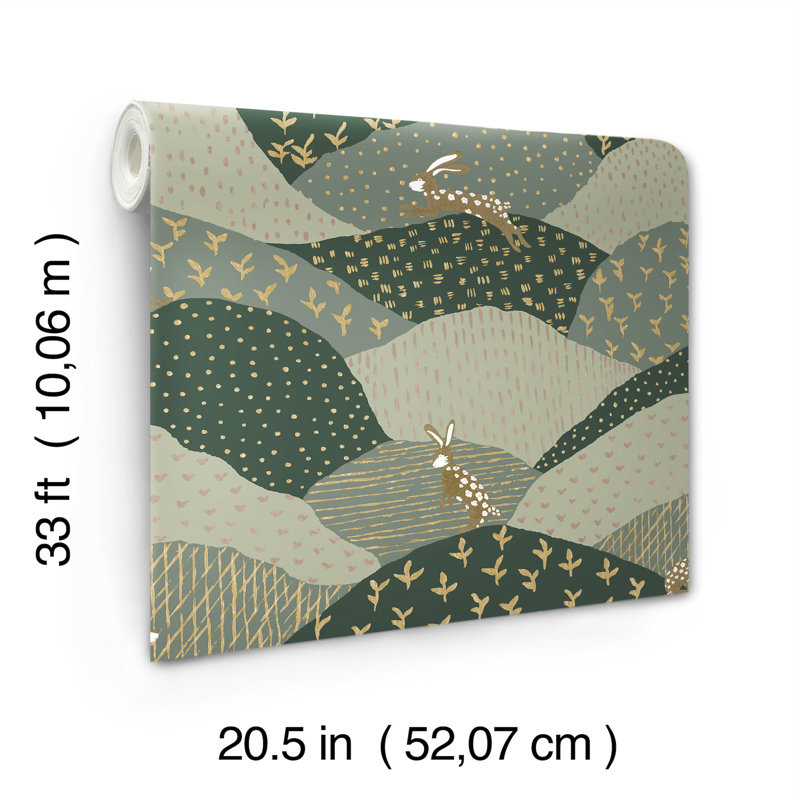 Peter Black Rabbit Fields Wallpaper, Green