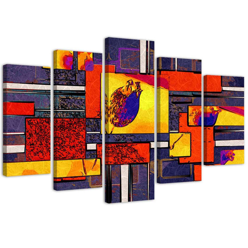 Colorful Abstraction - 5 Piece No Frame Set on Canvas