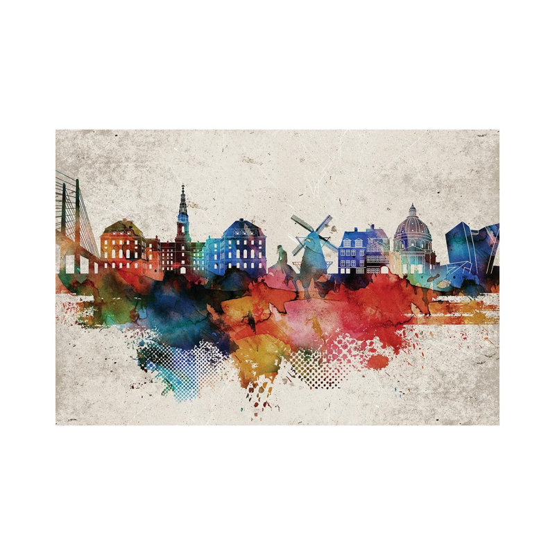 Copenhagen Abstract 1 Piece Wrapped Canvas Wall Art, 66.04cm H x 101.6cm W x 1.905cm D