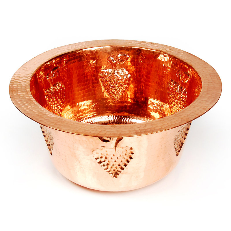 15'' L Single Bowl Copper Kitchen Sink, Matte Nickel