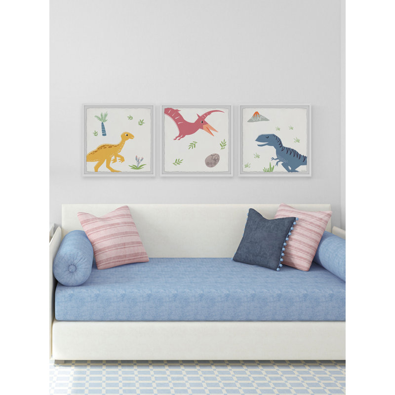 «Garza Land of the Dinosaurs Triptych», ensemble de 3 pièces, reproduction encadrée, H 18 po x l 18 po x P 1,5 po