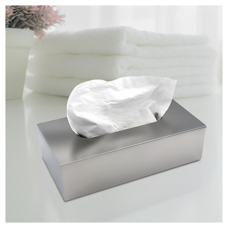 Couvercle de boîte à mouchoirs rectangulaire en acier inoxydable avec finition gris acier ultrabrillant