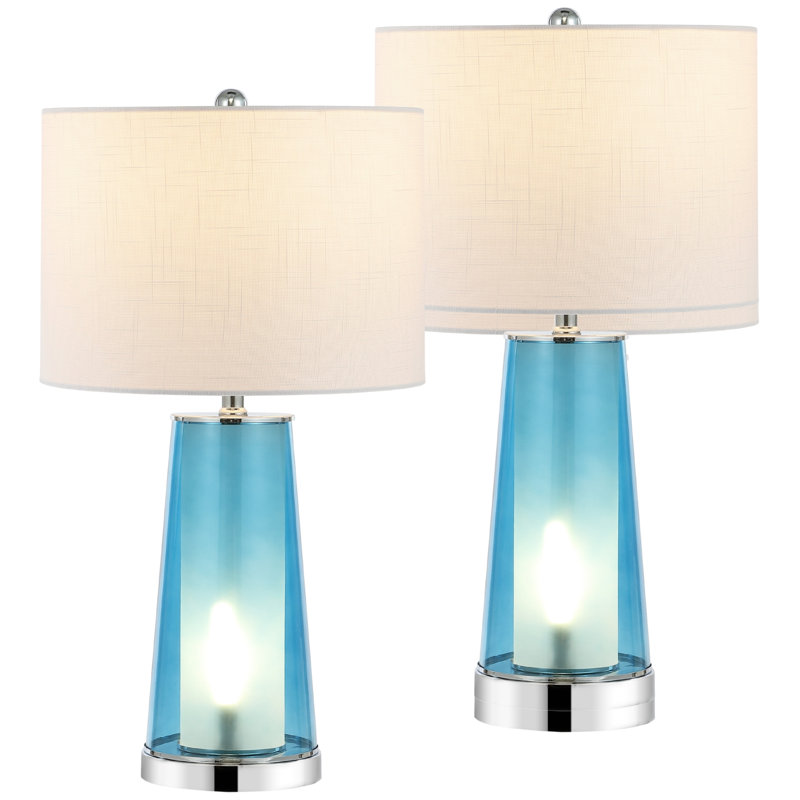 Wiresh Glass Table Lamp, Clear Blue/Chrome
