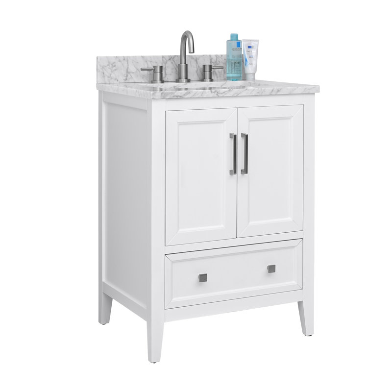 Everette 25'' W Single Vanity, White, 25"