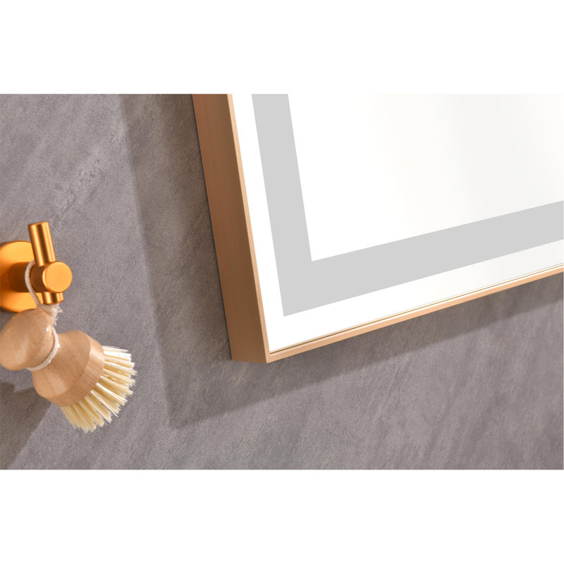 Miroir de salle de bain à DEL de pointe avec plusieurs fonctions pratiques pour un confort et un style améliorés, Doré