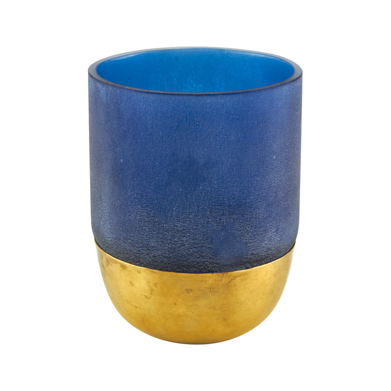 Petit porte-votive en verre, H 3 po x l 3,25 po x P 3,25 po, Bleu
