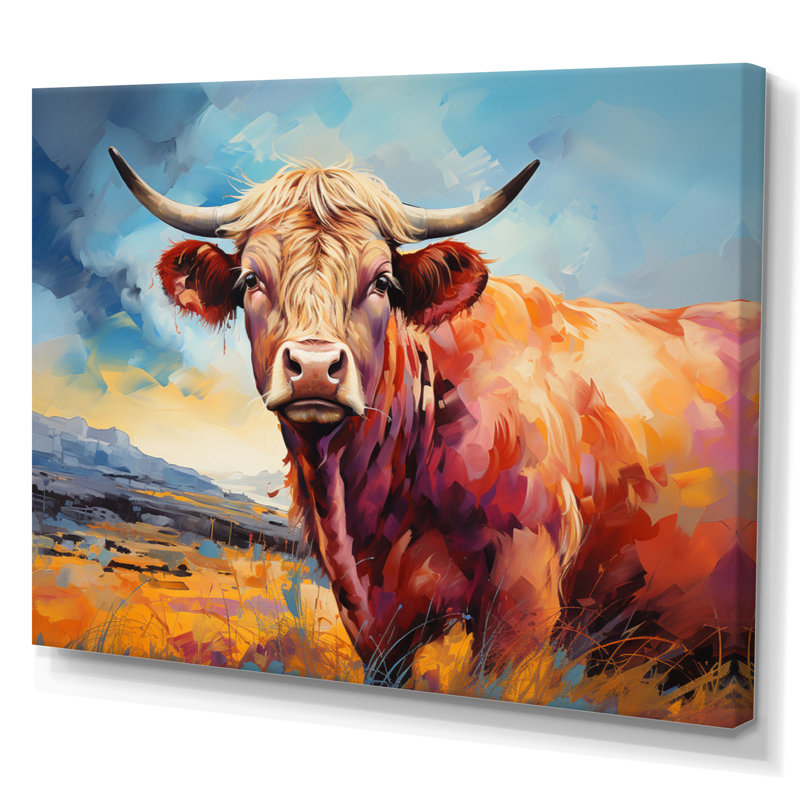 Vache, campagne, palette IV - impression, Toile tendue, H 30 po x l 40 po x P 1,5 po