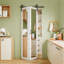 Porte de grange pliante à un vantail avec miroir, en bois massif fabriqué, préassemblée, 40 po x 84 po, avec trousse de quincaillerie d'installation (idéale pour les petits placards, garde-manger, buanderie, salle de bain)-109019038-109019035