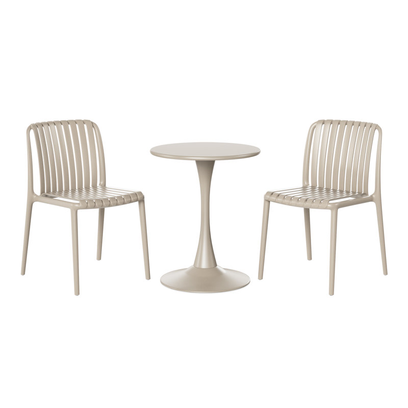 Ensemble repas extérieur 2 personnes, H 28,5 po x l 23,5 po x P 23,5 po, 2, Beige
