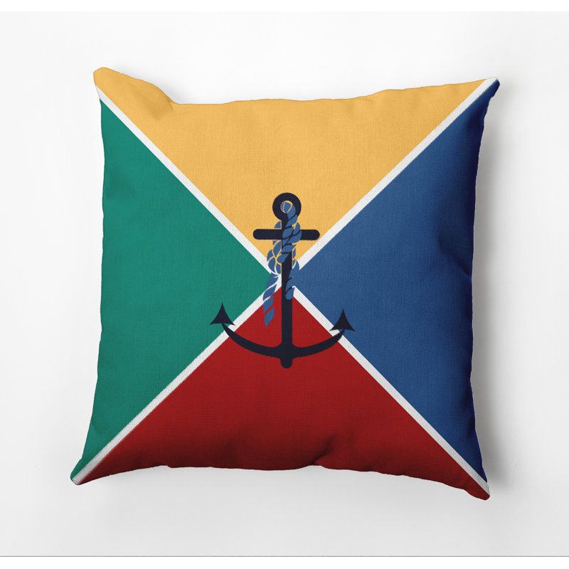 Nautical Nights Outdoor Reversible Throw Pillow, 18"x18", Yellow