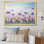 «Pink Morning Glory», art liquide sur fond de fleurs IV sur toile