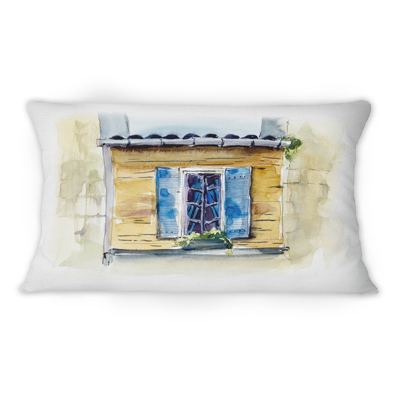 Blue Window In Rustic House - Coussin décoratif imprimé vintage 1