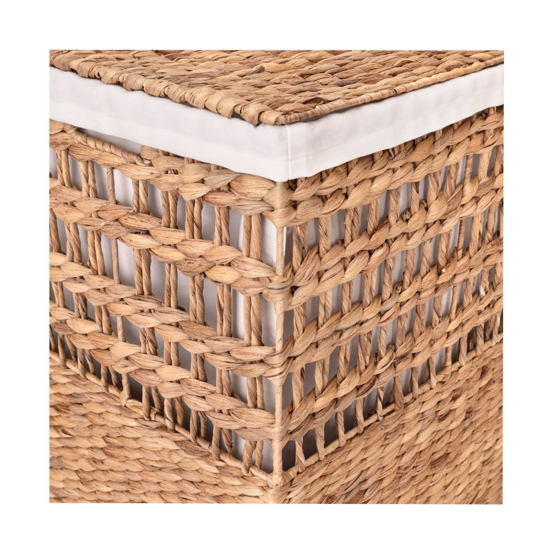 Natural Water Hyacinth Handwoven Lidded Hamper Set