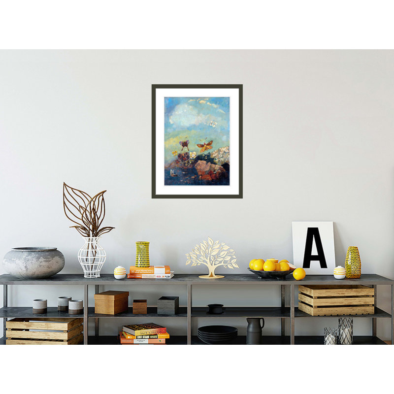 «Butterflies» par Odilon Redon, impression giclée sur cadre, H 29,5 po x l 23,48 po