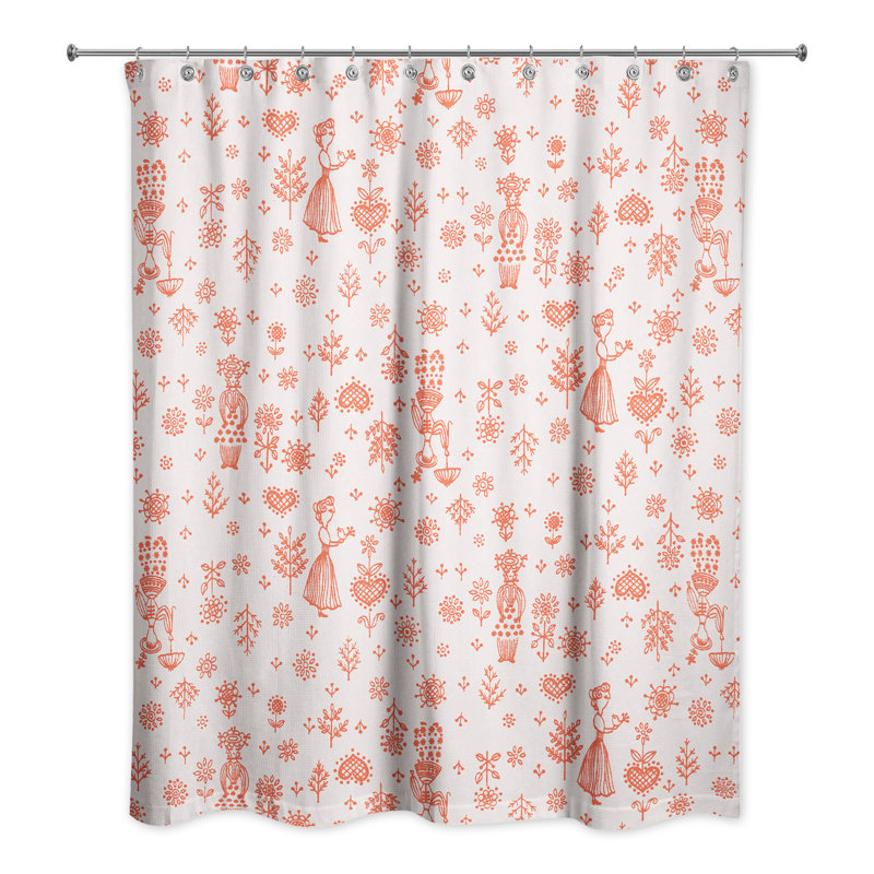 Rideau de douche simple fantaisiste femmes Hammontree, Rouge / Blanc