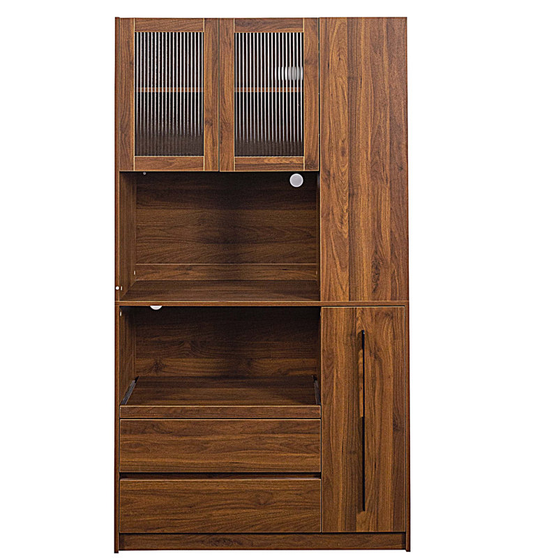 Armoire de cuisine 70,87 "avec tablette, tiroirs et support à micro-ondes Robert