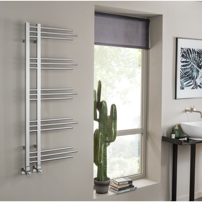 Kerri Contemporary Rail Heated Towel Rails, Chrome, Central Heating