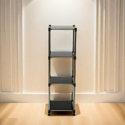 Black 4 Heavy Duty Stainless Steel Storage Rack, 100Lbs/Shelf Capacity, For Indoor/Outdoor, Garage, Basement, Utility Room