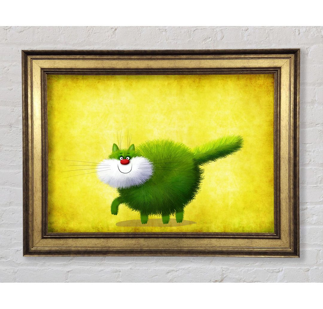 The Green Fuzzy Cat - Einzelner Bilderrahmen Kunstdrucke