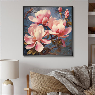 «Pink White Magnolias Elegance Landscape» sur toile