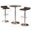 Ensemble de table de bar réglable en bois et en métal chromé et 2 tabourets pivotants réglables en chrome-1080576744