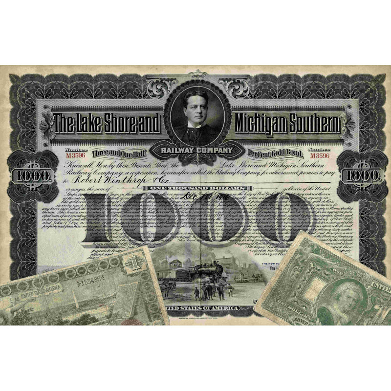 Certificat de stock antique II, H 12 po x l 18 po