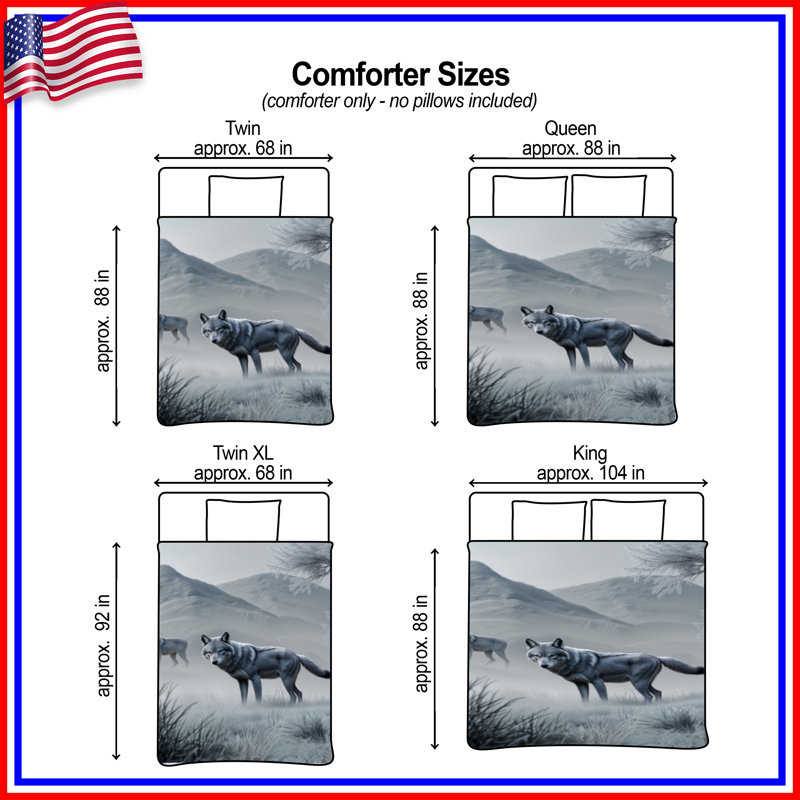 Gray Wolves In Winter Comforter, Twin