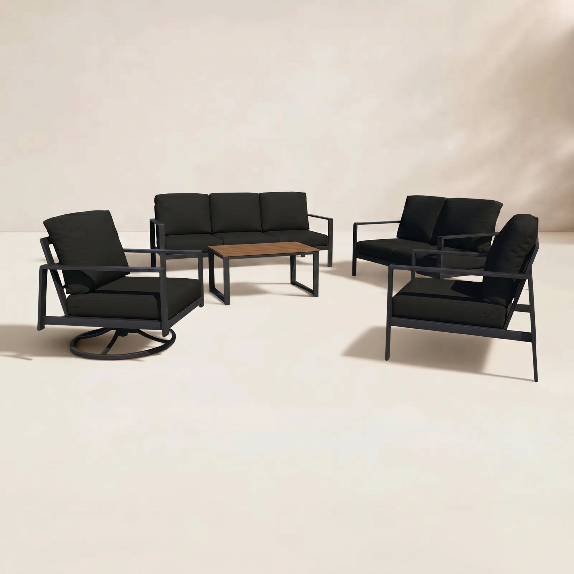 Townsend Sofa Seating Group with Sunbrella Cushions, Mahogany, Canvas Black Sunbrella® Canvas