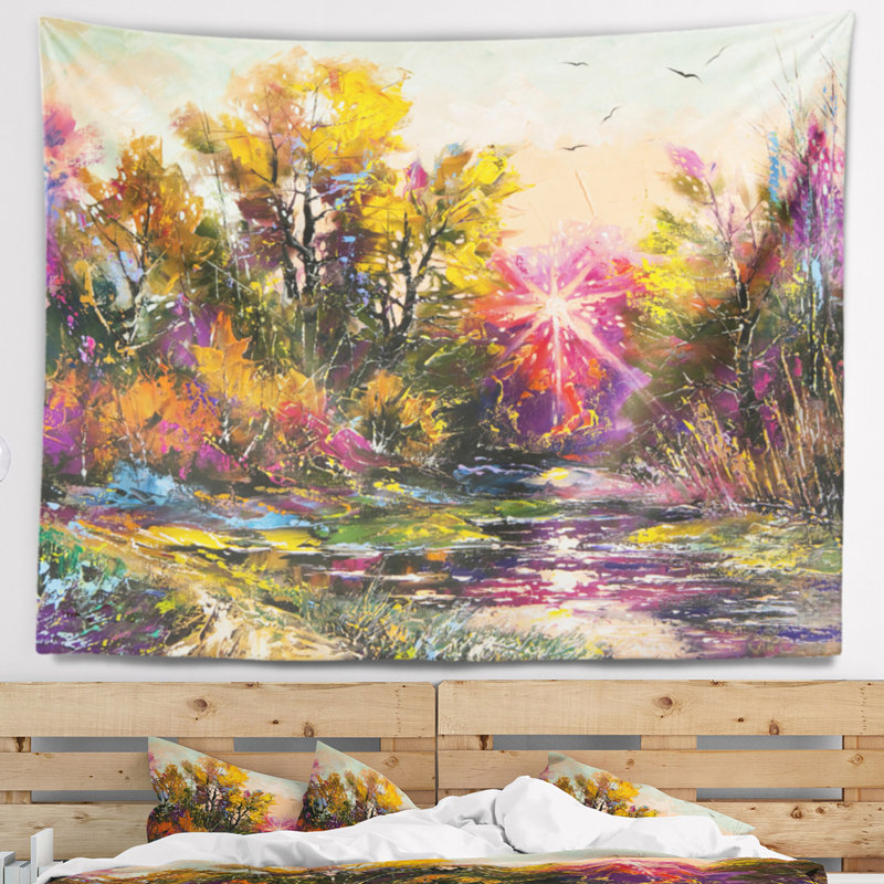 Adieu du paysage à la tapisserie d'automne, H 32 po x l 39 po