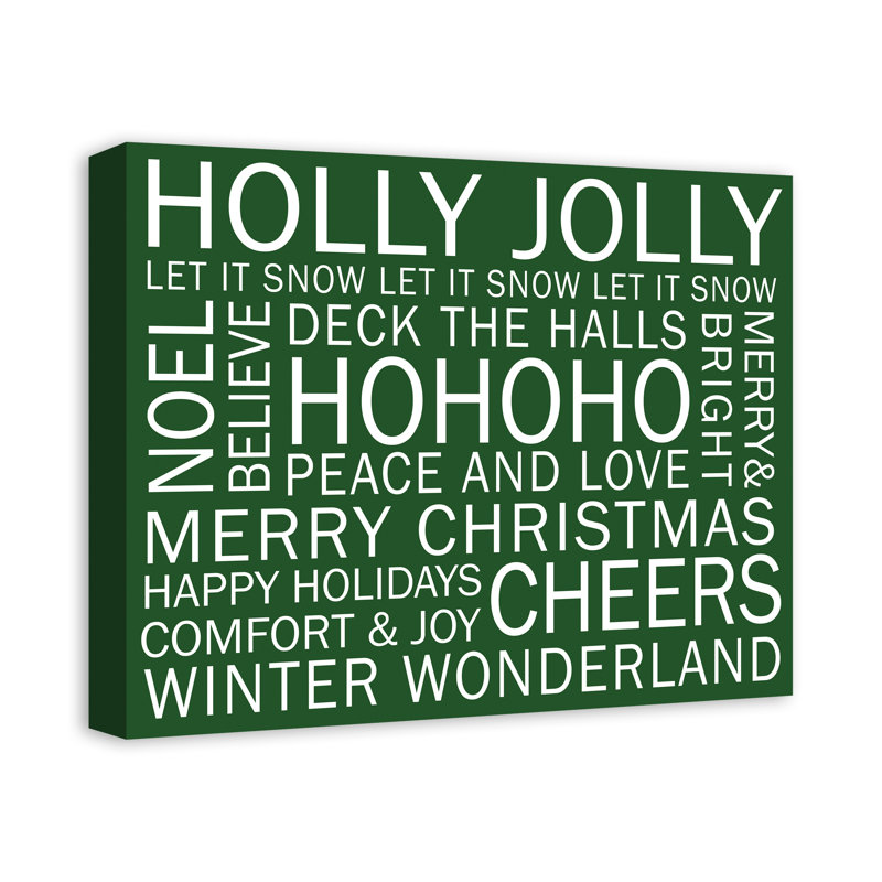 «Christmas Sayings», impression sur toile tendue, H 16 po x l 20 po x P 1,25 po, Vert