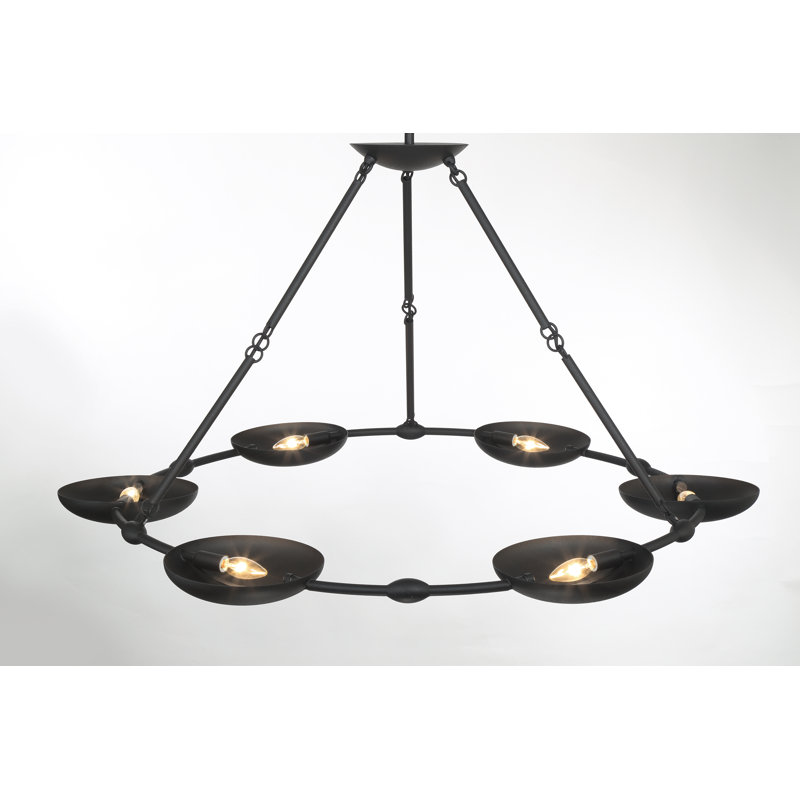 George Kovacs Undertas 6 Light Chandelier In Textured, Textured Black