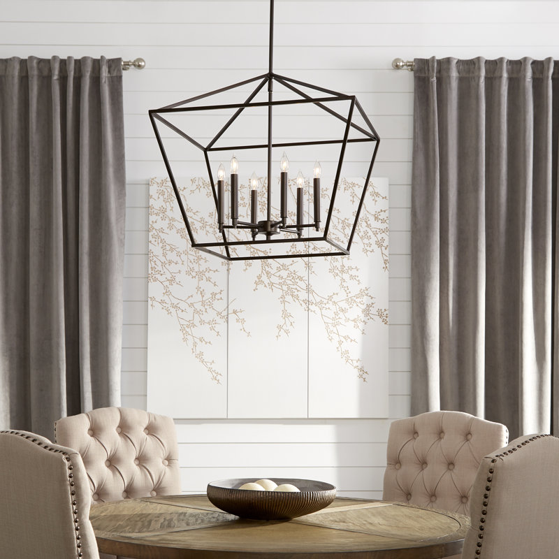 Arletta 6 - Light Dimmable Lantern Chandelier, Oiled Bronze