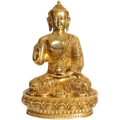 Bouddha tibétain bénissant un bouddha (robe décorée avec des images de sa vie)