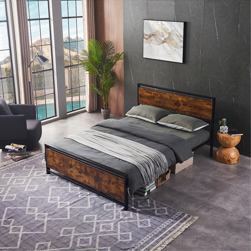 Structure simple en métal pour lit simple, style moderne et confort pour toute chambre à coucher, noir