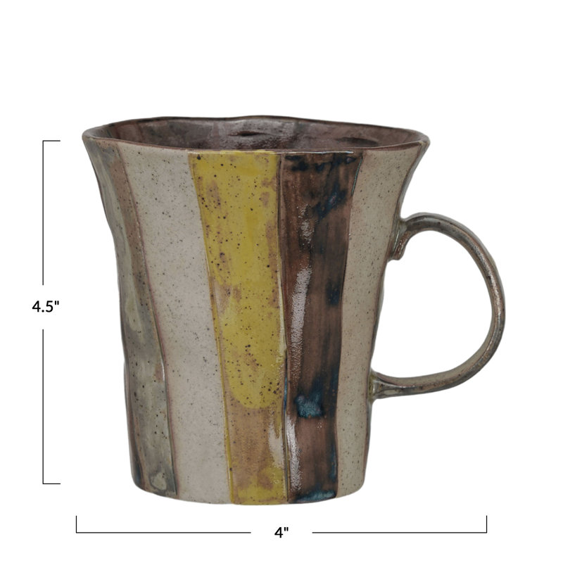 Grande tasse rustique en grès rayé